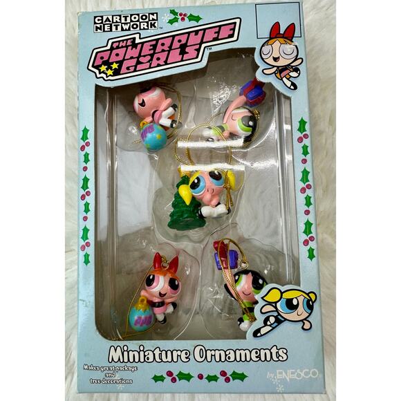Vintage‎ Y2K Enesco Cartoon Network Powerpuff Girls Mini Christmas Ornament Set - Picture 1 of 10